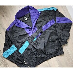 Fluid Internationale Vintage 90s Purple Colorblock Windbreak track jacket Mens L
